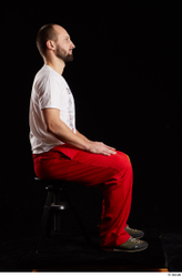 Whole Body Man White Shoes Shirt Slim Sitting Panties Bearded Studio photo references